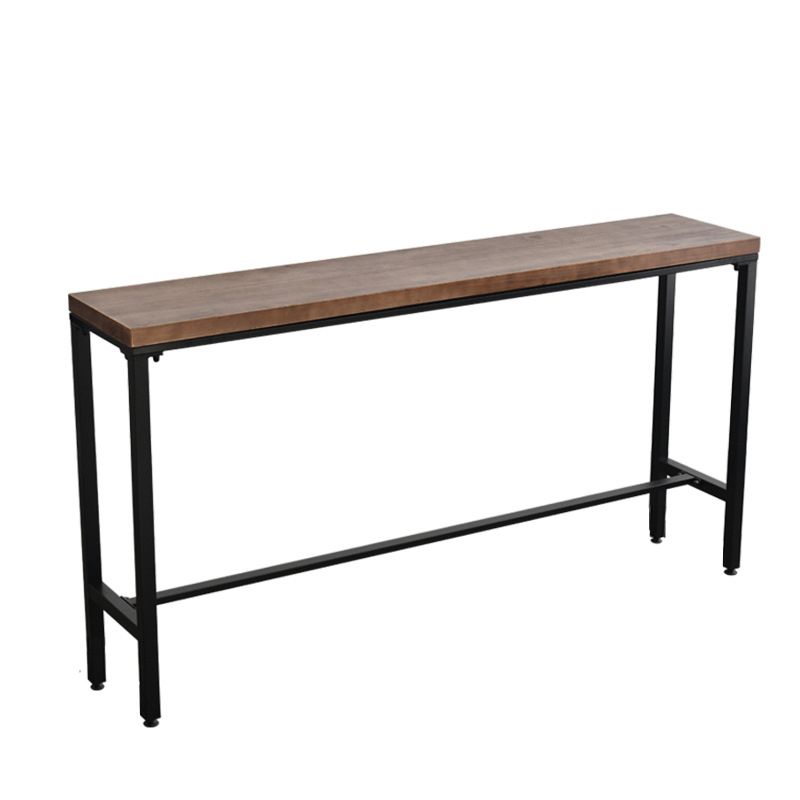 Solid Wood Top Bar Counter Industrial Rectangle Bar Counter with Trestle Base