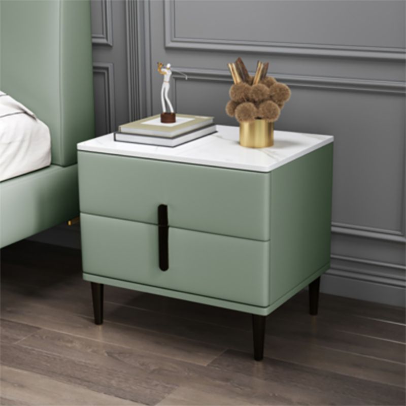 20 Inch H Nightstand Modern Stone Top 2-Drawer Storage Legs Included Bed Nightstand