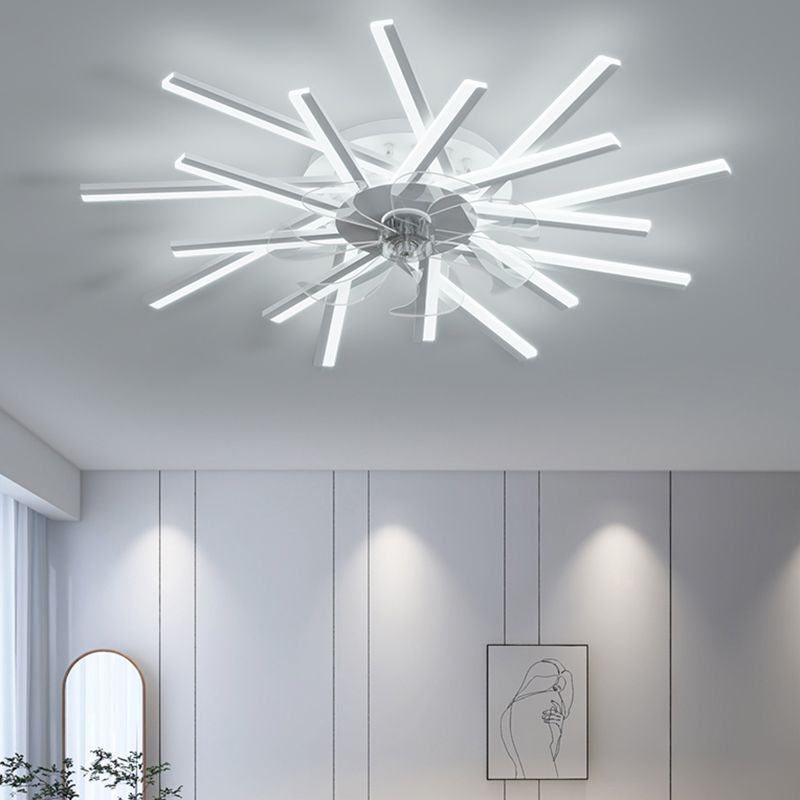 Linear Shape Metal Ceiling Fans Modern Style Multi-Lights Ceiling Mount Fan Fixtures