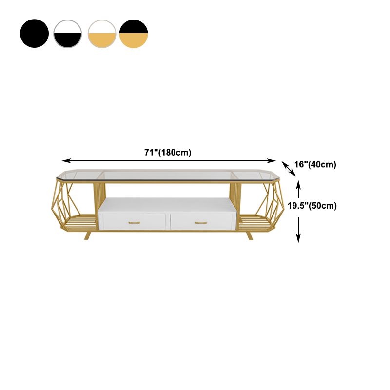 Glass Open Shelving TV Stand Luxury Style TV Cabinet with Drawers