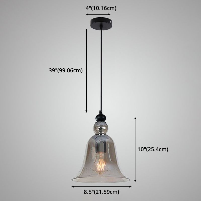 Glass Hanging Light Fixture Bell Industrial Style Pendant Light Fixture for Restaurant