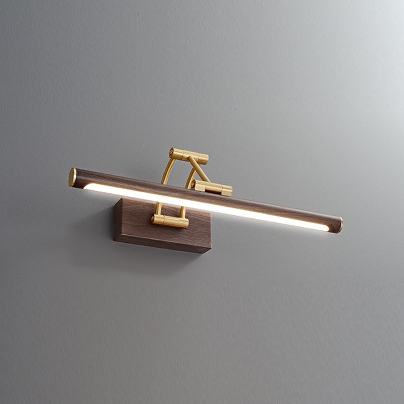 Nordic Brass Adjustable Vanity Light Strip Brown LED Mirror Light for Bathroom