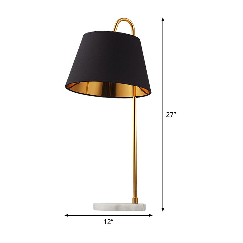 1 tête de salon table légère modernisme lampe de bureau noir avec une teinte en tissu conique