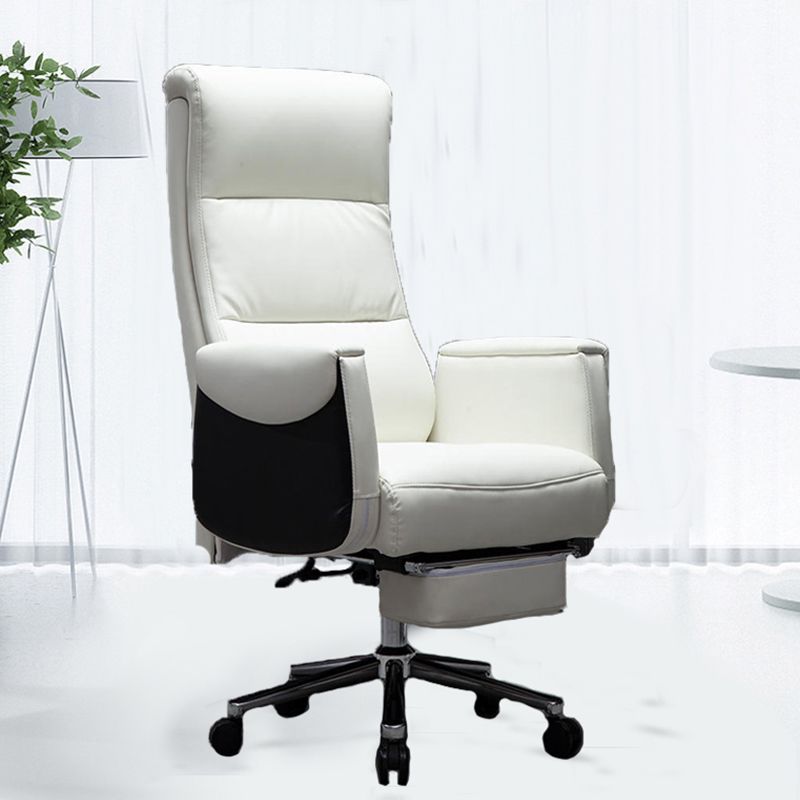 Modern Armless Office Chair No Distressing Leather Ergonomic Slide Chair with Wheels