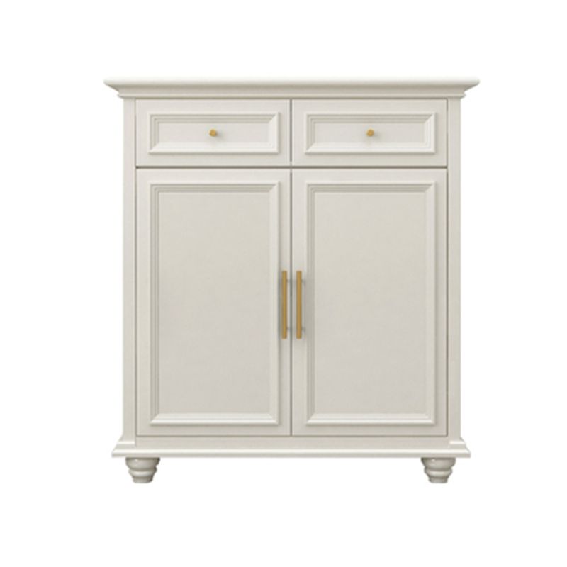 Contemporary White Buffet Sideboard Solid Wood Sideboard Cabinet with Drawers and Doors