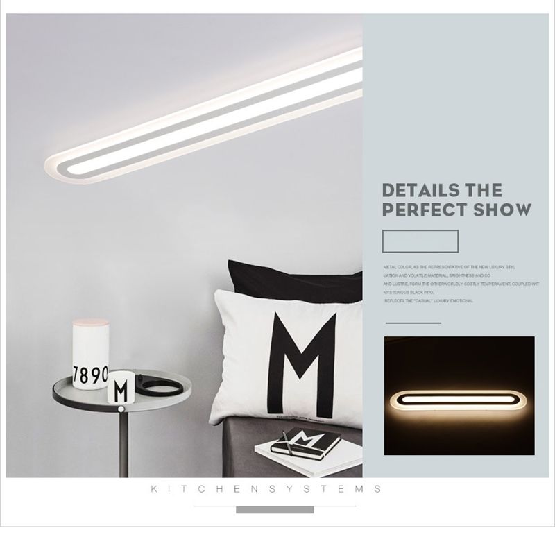 Minimalism Acrylic LED Flush Ceiling Light with White Lighting Linear Flushmount Lighting