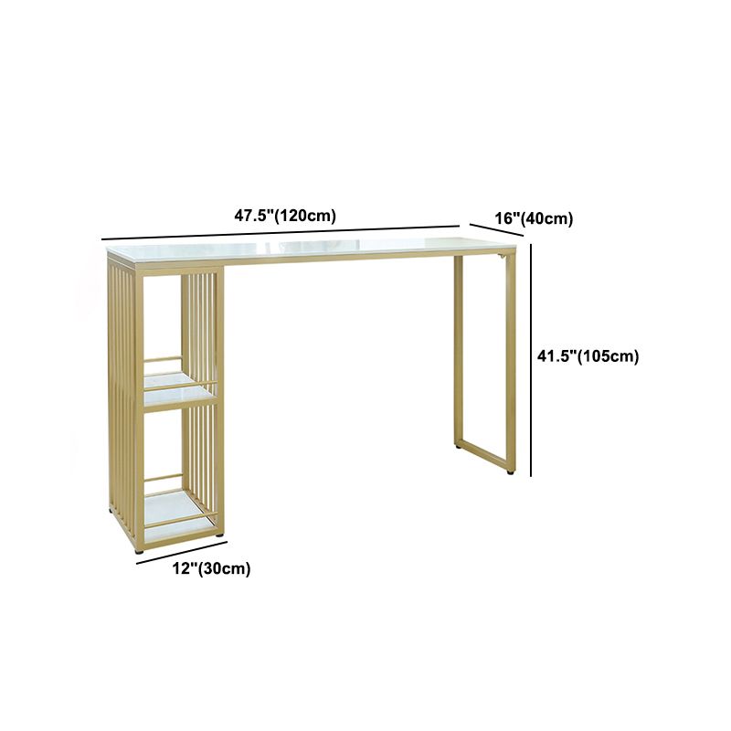 Stone Bar Dining Table Glam Rectangle Kitchen Bar Table with Double Pedestal