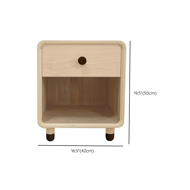 Solid Wood Kids Bedside Table Modern Minimalist End Table for Nursery with Drawers