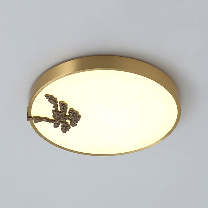 1-Light Drum Flush Mount Modern Metal Flush Light for Bedroom