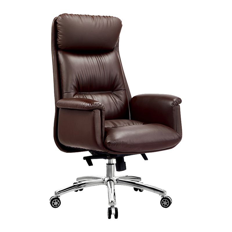 Executive Swivel Office Chair Modern Faux Leather Arm Chair with Wheels