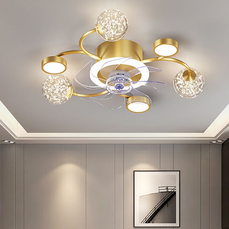 Multi Light Ceiling Fan Lighting Modern Style Metal Ceiling Fan Light for Bedroom