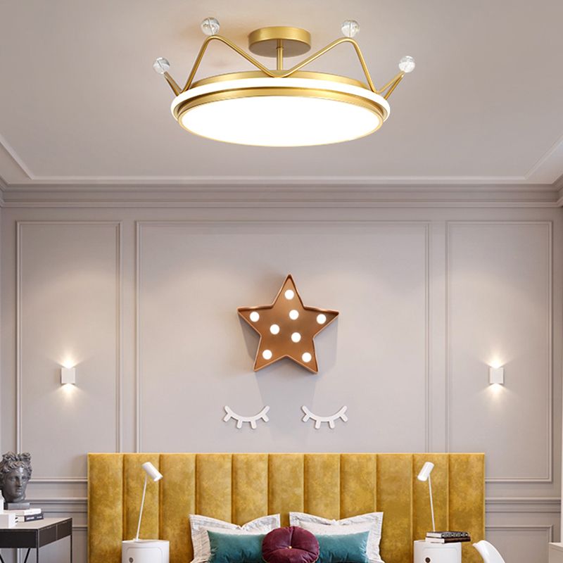 Modern Style Crown Shape Ceiling Fixtures Metal 2 Light Flush Ceiling Light Fixtures