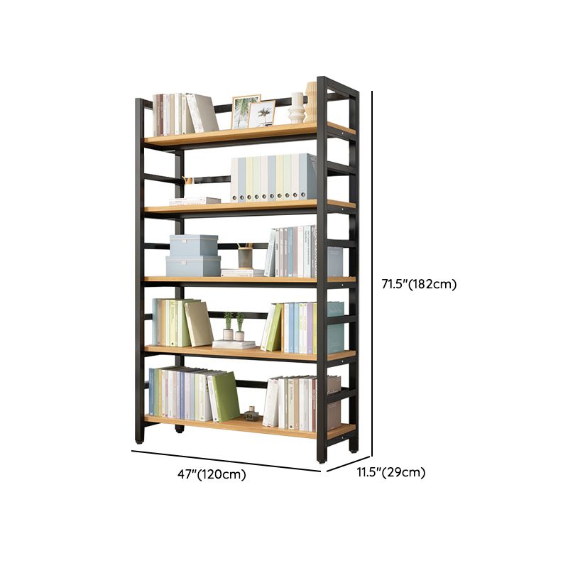 Adjustable Shelves Children's Bookshelf Steel and Wood Bookshelf in Black