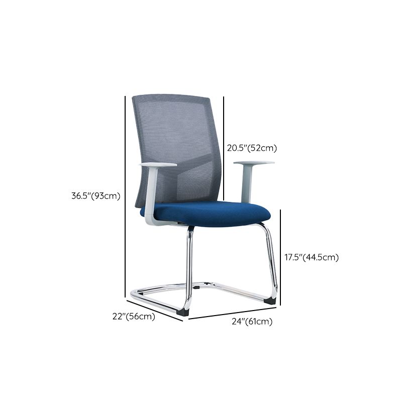 Modern Office Chair No Wheels Lumbar Support Fixed Arms Desk Chair