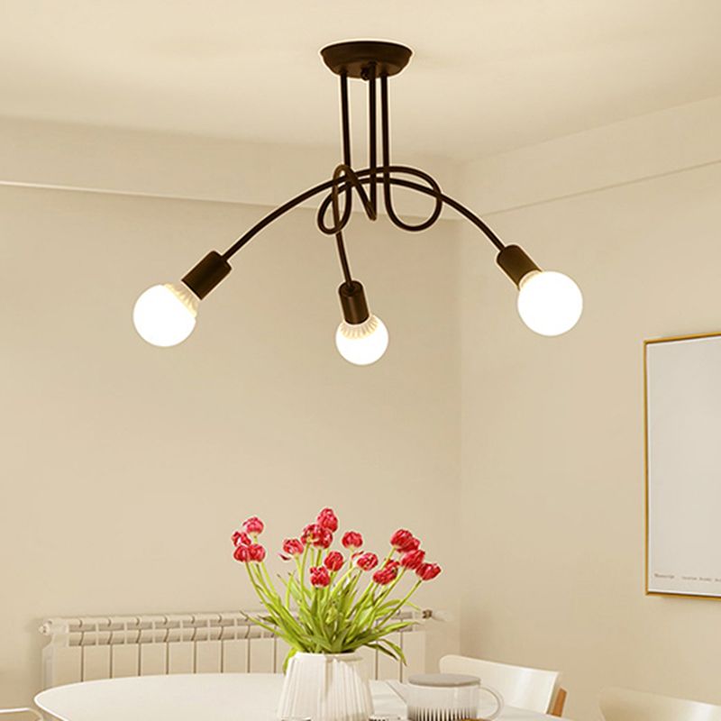 Wrought Iron Antique Flush Mount Ceiling Light Starburst Semi Flush Mount Light