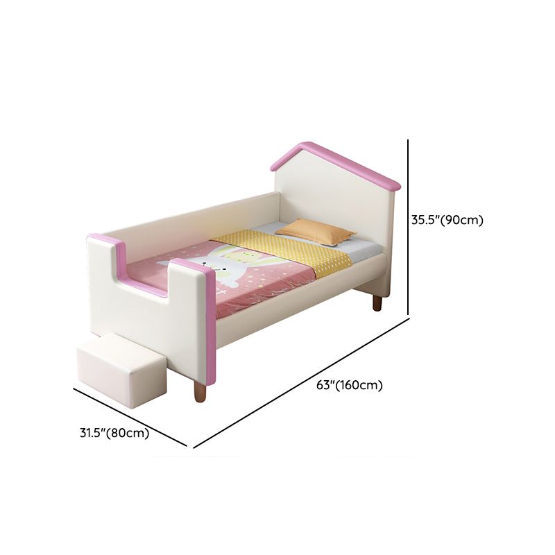 Glam Nursery Bed with Mattress White Wood Pine with Guardrail Baby Crib