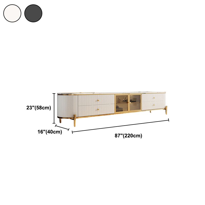 White 23-inch Corner TV Stand & Media Console, Slate TV Stand for TVs with Drawers