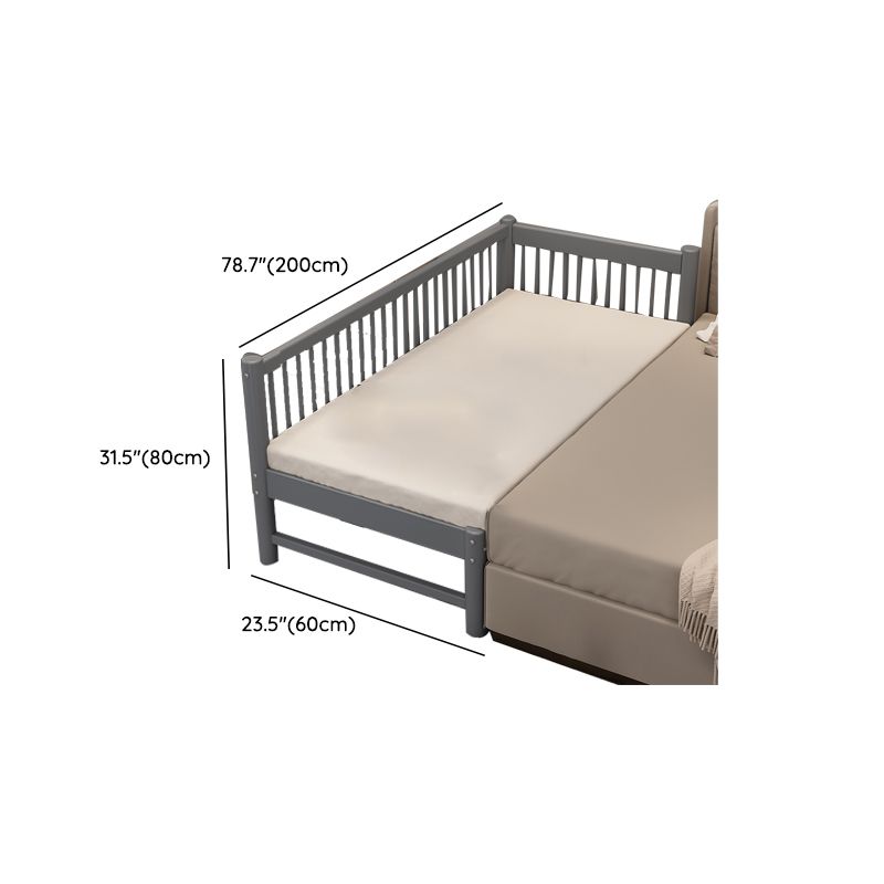 Contemporary Nursery Crib with Guardrail in Natural/Grey Solid Wood