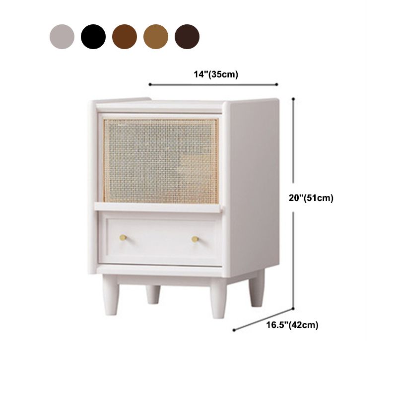 Contemporary Rattan Nightstand Lower Shelf Bedside Cabinet for Bedroom