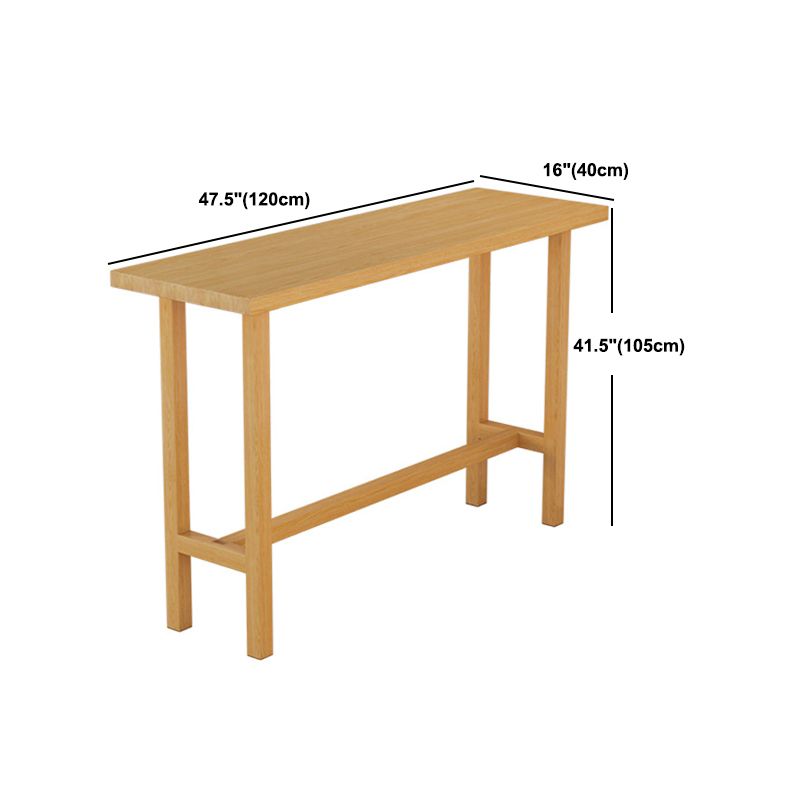 Rectangular Pine Wood Top Bar Table Modern Bistro Table with Trestle Base in Nature