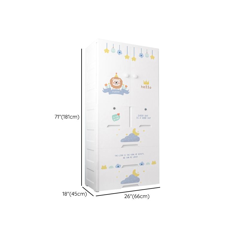 White Plastic Hanging Clothes Rack Glossy High Gloss with Lower Storage Drawers