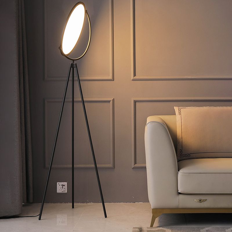 Rotatable Disc Floor Lamp Minimalistic Acrylic LED Tripod Standing Light for Living Room