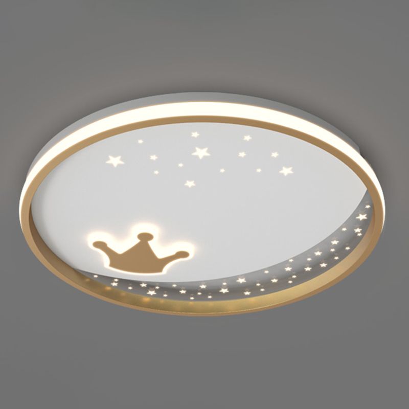 Modern Metal Flush Mount Circular Shape Ceiling Light with Acrylic Shade for Living Room