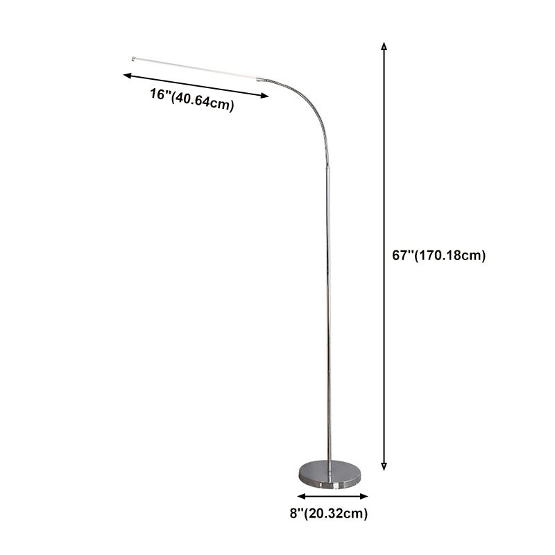 Silver Flexible Gooseneck Floor Lamp Minimalist Metal LED Linear Piano Light Standing Lamp