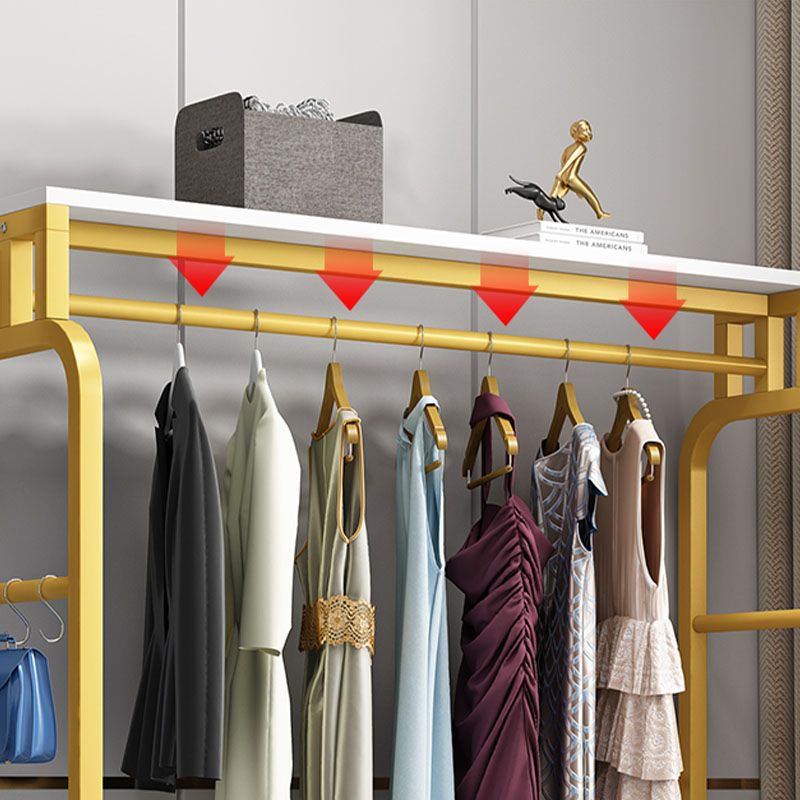 Modern Metal Entryway Kit Hanging Rail and 2 Storage Shelving Coat Hanger