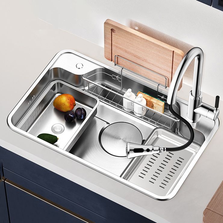 Contemporary Style Kitchen Sink Rectangle Shape Kitchen Sink with Single Bowl