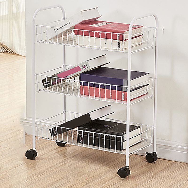 Stainless Steel Bookshelf, Multi Tiers Contemporary Bookcase for Home with Caster