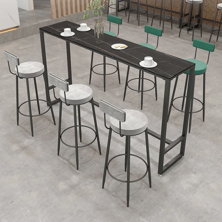 Industrial Style Rectangle Bar Table Stone Fixed Bar Dining Table