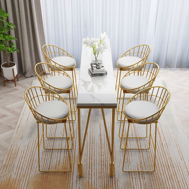 Glam Style Bar Table 42-inch Height Gold 4 Legs Bistro Table for Living Room