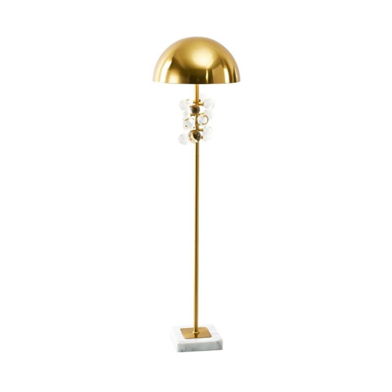 Metallic Semicircle Floor Lighting Postmodern 1 Head Gold Floor Lamp with Clear Crystal Ball Deco