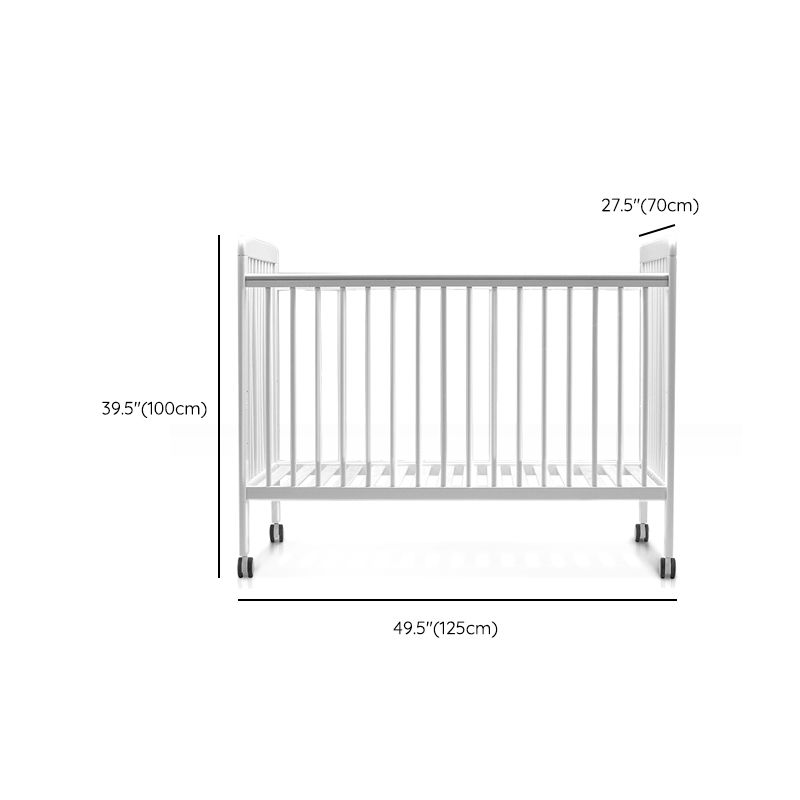 Contemporary Wood Nursery Bed in White with Wheels and Storage