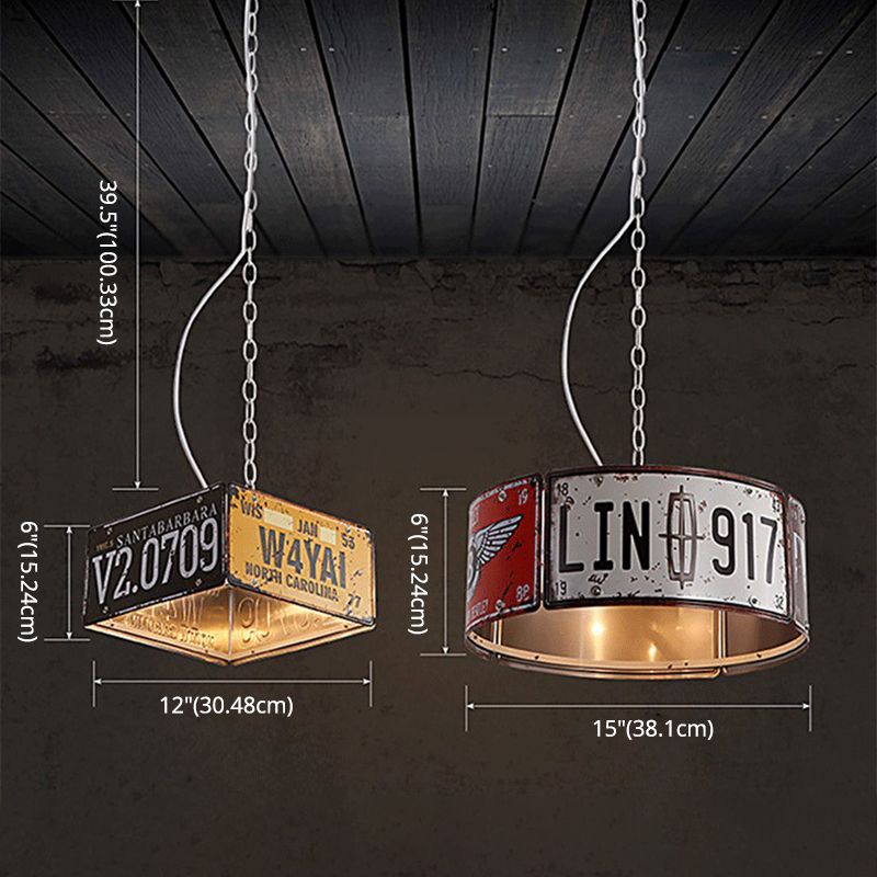 Geometric Chandelier Light Fixture Retro Industrial Style Metal Pendant Lighting for Bar