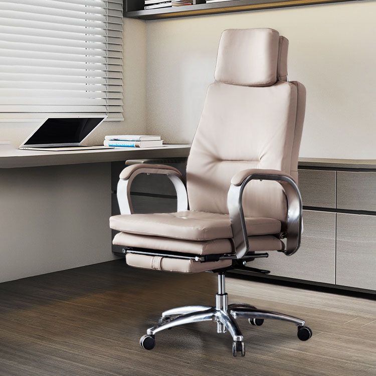 Modern Style Executive Chair Leather Upholstered Office Chair with Fixed Arms