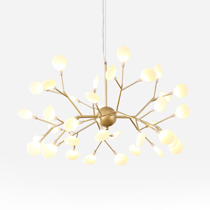 Modern Glowworm Chandelier Light Fixtures Multi-Head Gold Suspension Pendant Lamps