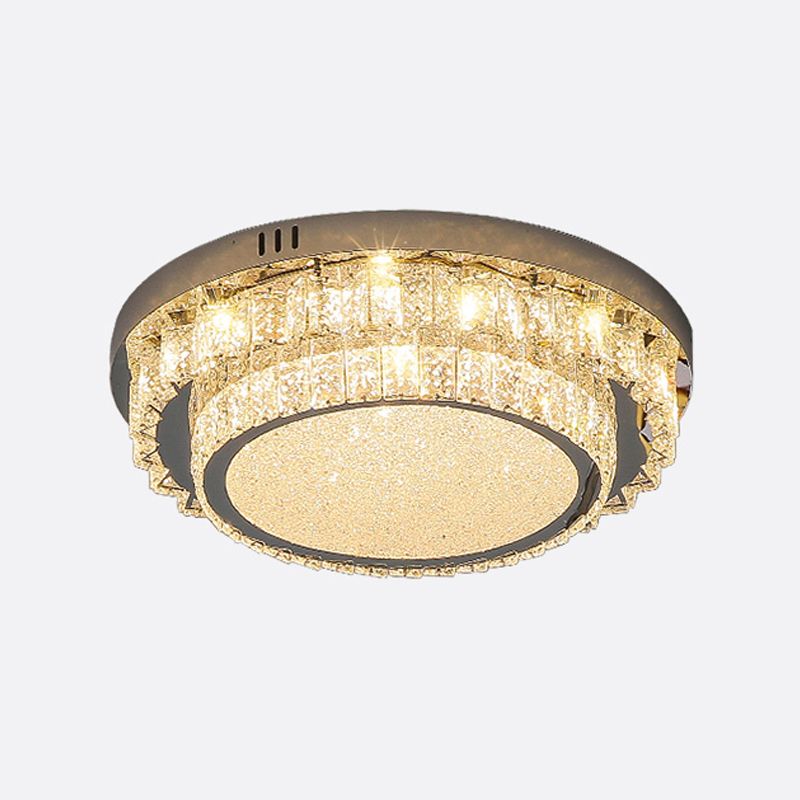 Modern Simple Style Ceiling Lamp Stainless Steel Crystal LED Flush Mount for Living Room