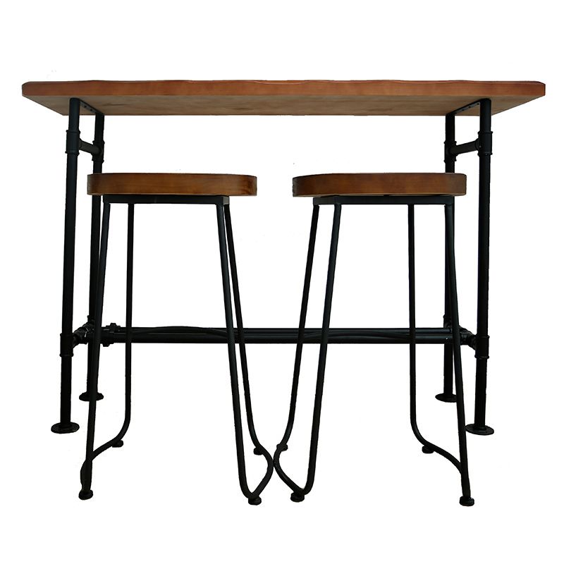 Indoor Solid Wood Trestle Cocktail Bar Table Industrial Footrest Pub Height Dining Table