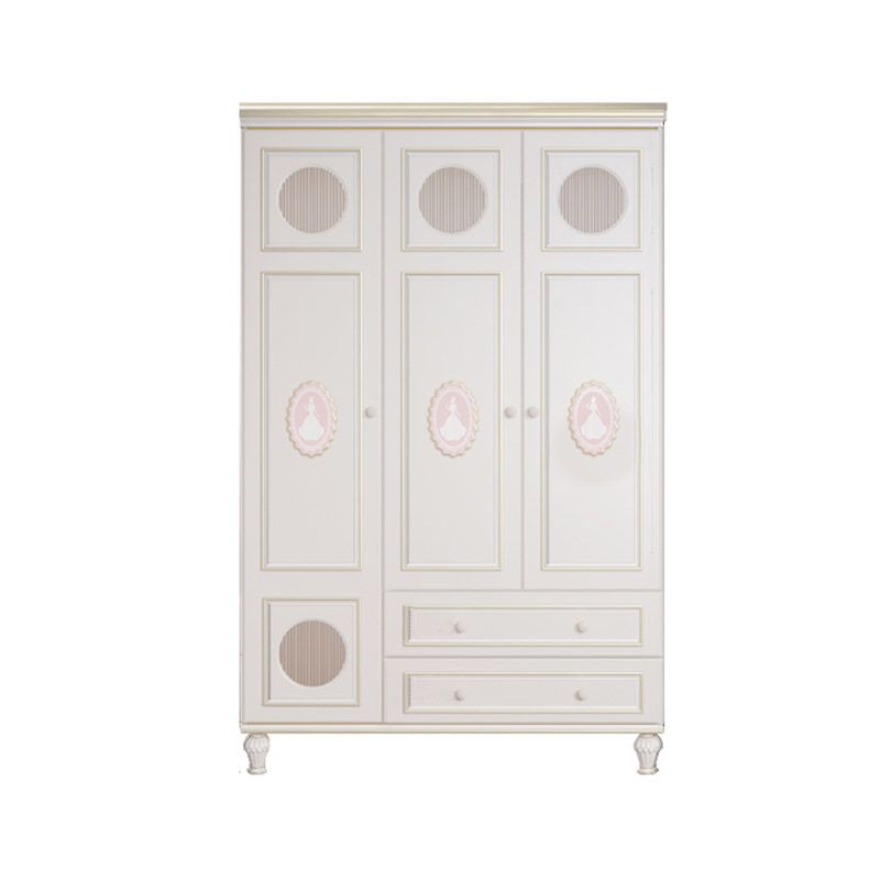 Modern Style Kids Closet White Colour Solid Wood Bedroom Youth Armoire