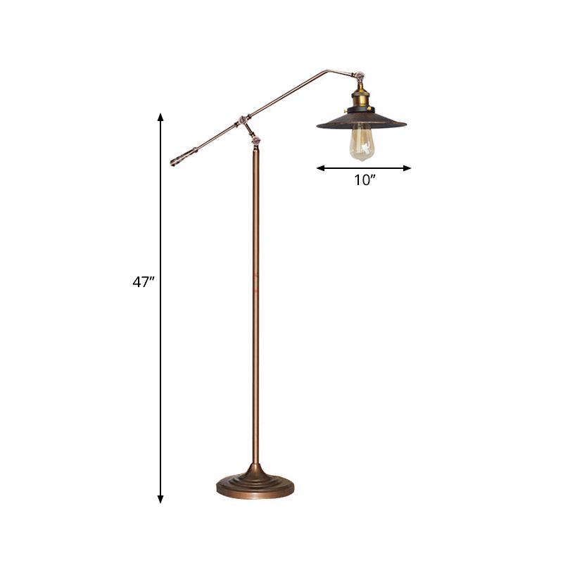 Flared Wohnzimmer Bodenleuchte 1 Kopf Industriestil Bodenlampe in Schwarz/Bronze, 10 "/12" breit