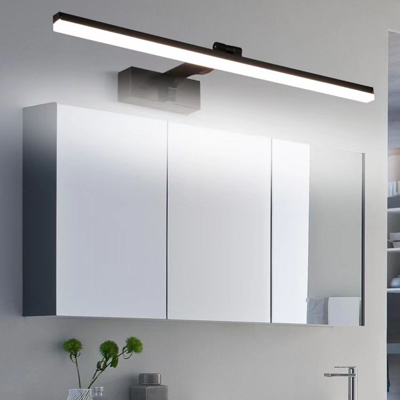 Lineaire moderne stijl ijdelheid licht metaal 1 licht led spiegel licht voor badkamer in zwart