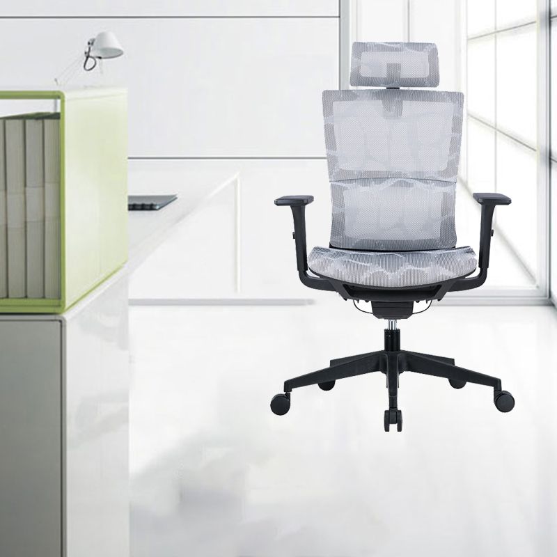 Modern Tilt Mechanism Swivel Chair Ergonomic Gray Mesh Desk Chair