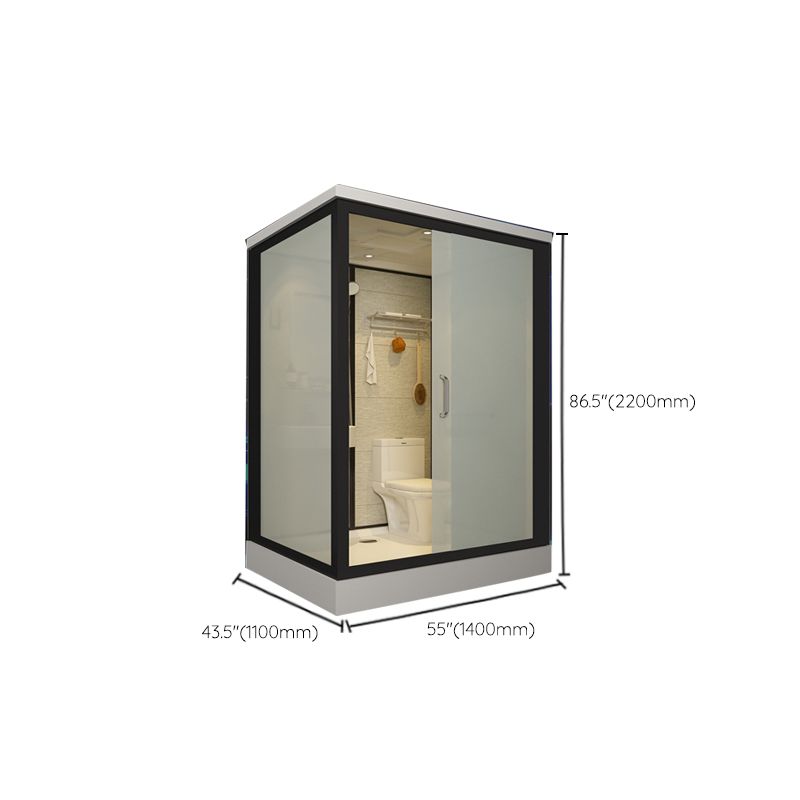 Contemporary Framed Shower Stall Frosted Shower Stall with Ceiling