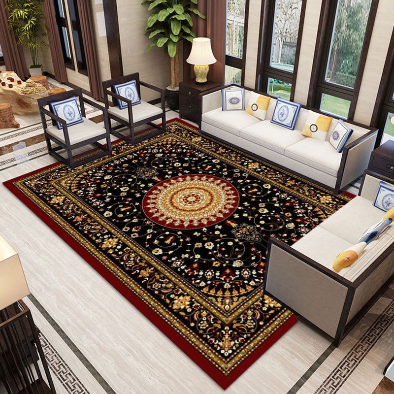 Persian Moroccan Tile Rug Polyester Carpet Non-Slip Backing Area Rug for Home Decoration