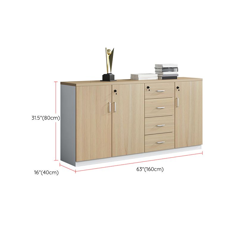 Nordic Style Filing Cabinet Wooden Frame Storage Lateral File Cabinet