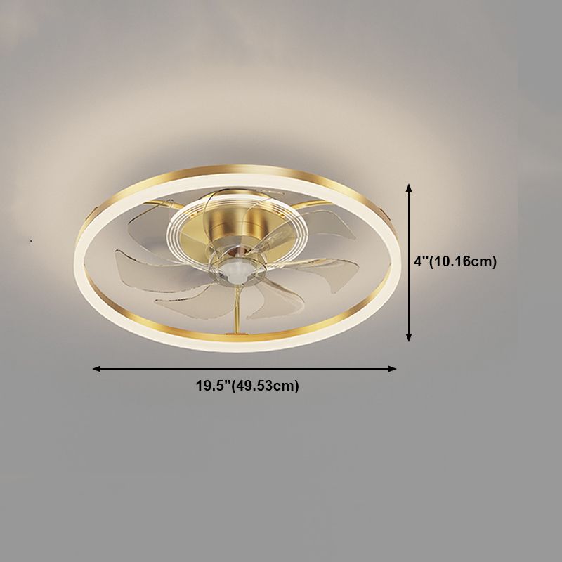 Circular Bedroom Ceiling Fan Light Modern Metal LED Flush Mount Ceiling Lamp