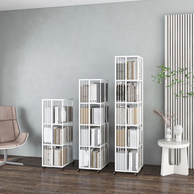 Modern Metal Bookshelf Standard Vertical Bookcase in Burnish