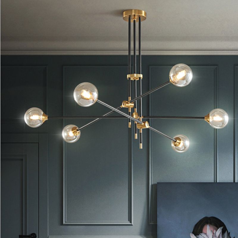 Molecular Pendant Chandelier Modern Glass Living Room Hanging Ceiling Light in Gold and Black